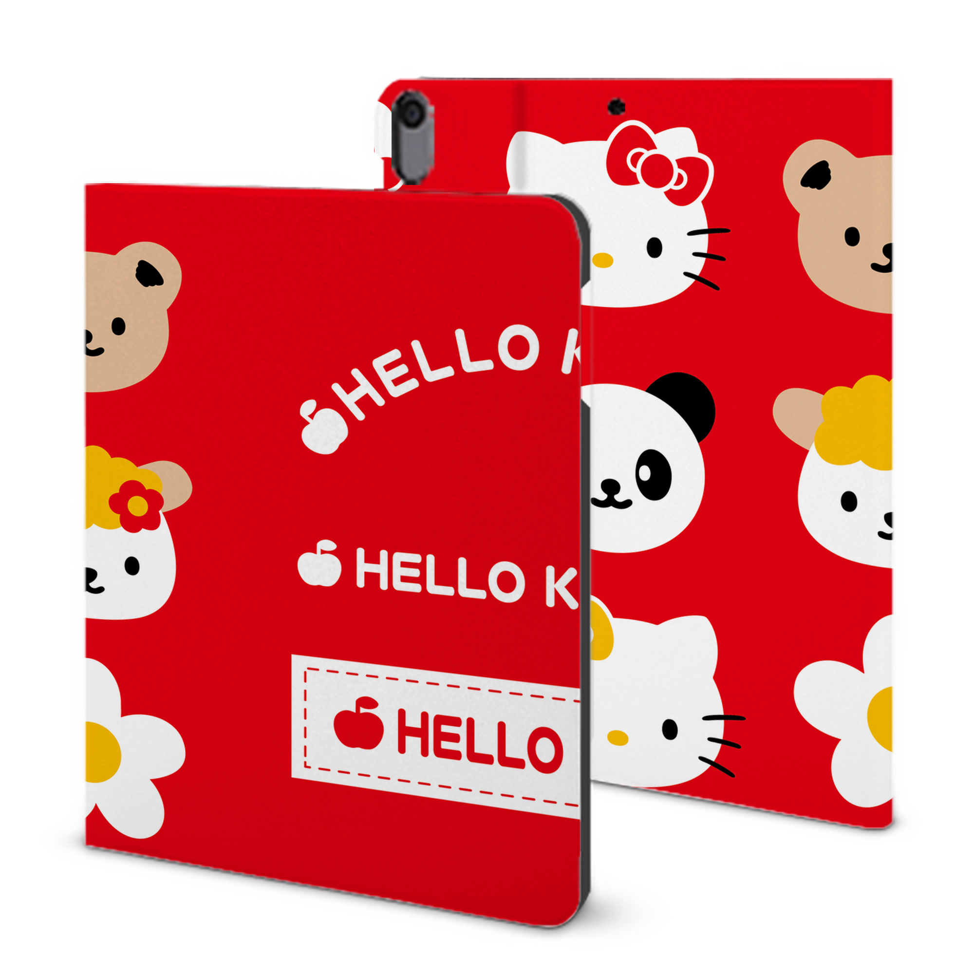 （画像用） Hello Kitty ハローキティ IPad ケース ブック型 PUレザー TPU 耐衝撃 軽量 薄型 ペン収納なし 全面保護 IPad 各モデル対応